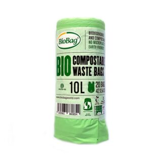 BioBag, worki na odpady organiczne i zmieszane, w 100% biodegradowalne i kompostowalne, 10l, rolka 20 sztuk (1)