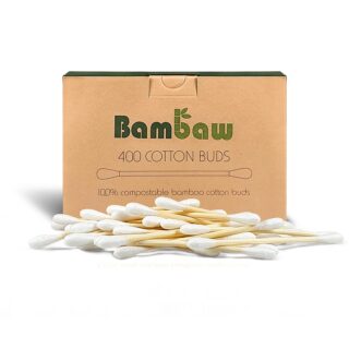 Bambaw, Patyczki do czyszczenia uszu, bambusowe z bawełną organiczną, biodegradowalne, 400 szt.